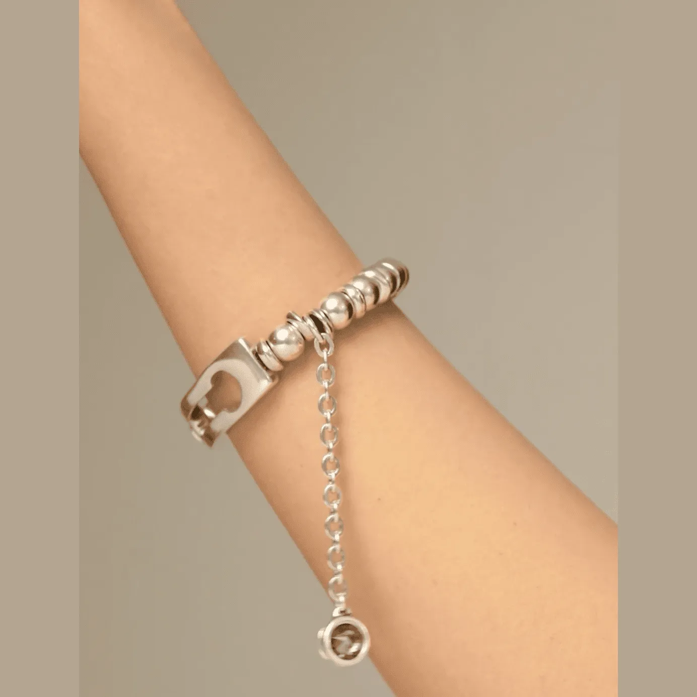 UNOde50 Silver EMPOWER Link Crystal Bracelet