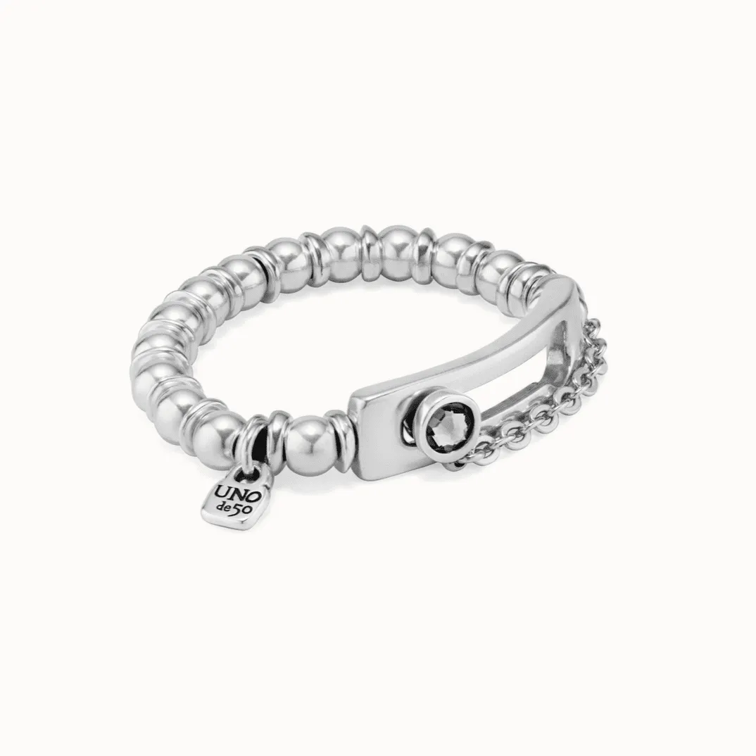 UNOde50 Silver EMPOWER Link Crystal Bracelet