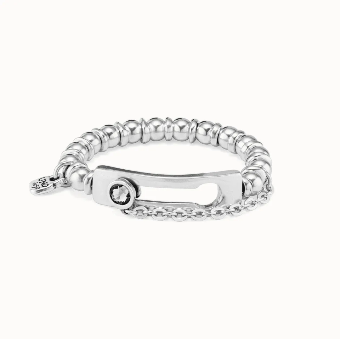 UNOde50 Silver EMPOWER Link Crystal Bracelet