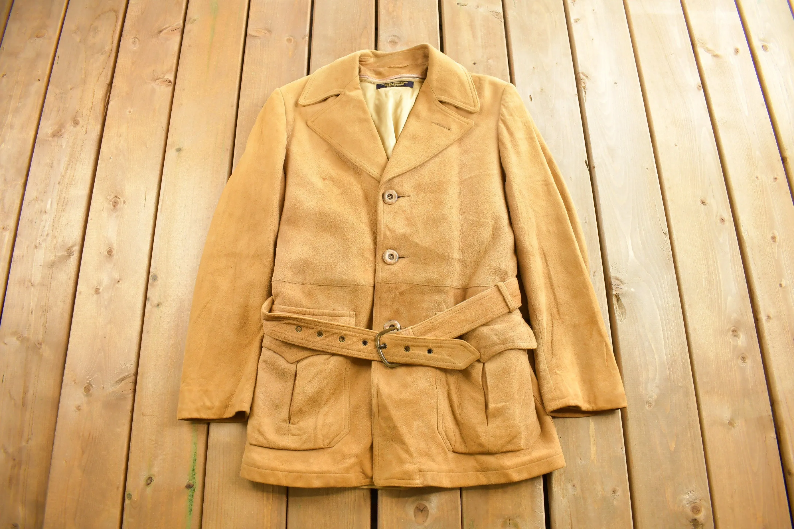 Vintage 1960s Brooks Brothers Belted Suede Jacket / True Vintage / Leather Coat / Streetwear / Suede Jacket