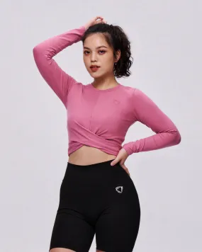 Women Twist Hem Long Sleeve Crop Tee