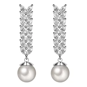 Women's Fashion CZ Bridal Wedding Pearl Earring