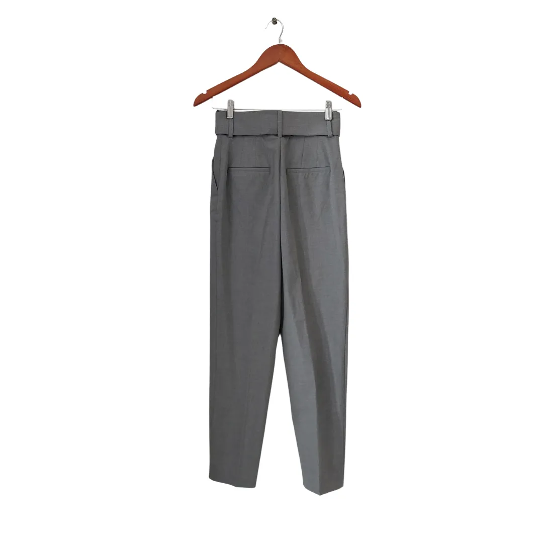 ZARA Grey High Waisted Belted Pants | Brand New |